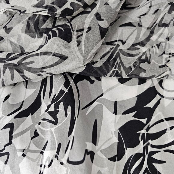 Donna Ricco NY Silk Ruched Floral Black And White A Line Midi Dress - Picture 9 of 11